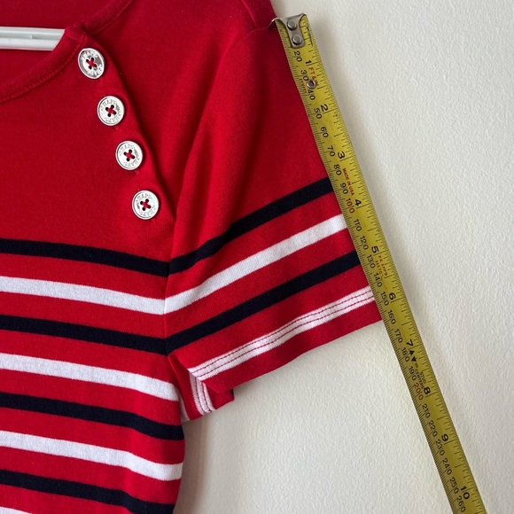 Short sleeve striped red buttons business casual size medium - Picture 8 of 9